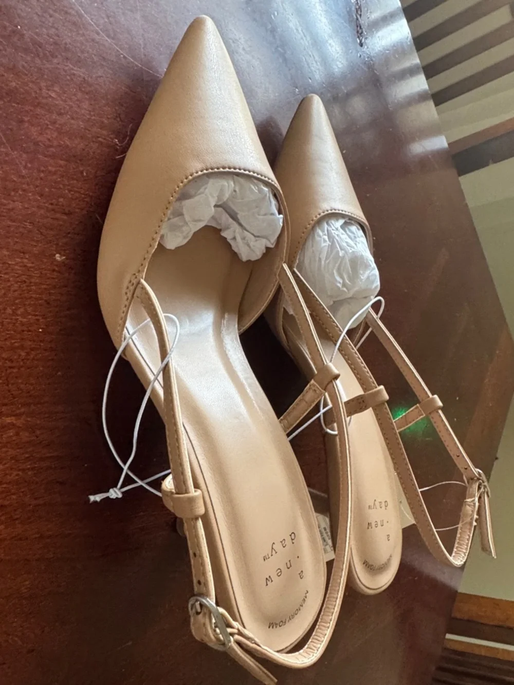 a new day Tan Pointed-Toe Slingback Pumps - Picture 5 of 9